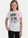 Sam 73 Tricou alb pentru fete cu imprimeu SAM 73