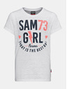 Sam 73 Tricou alb pentru fete cu imprimeu SAM 73