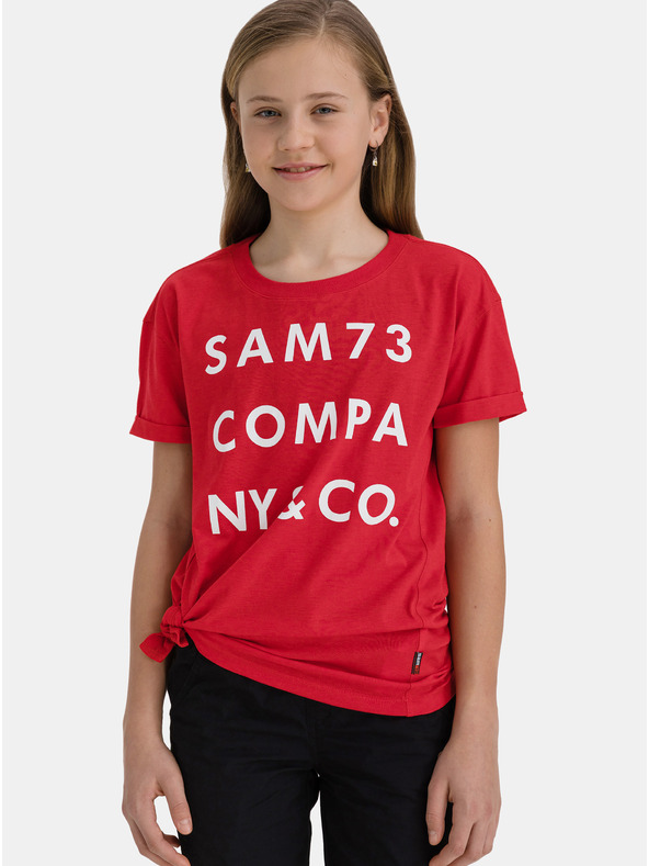 Sam 73 Tricou roșu pentru fete cu imprimeu SAM 73