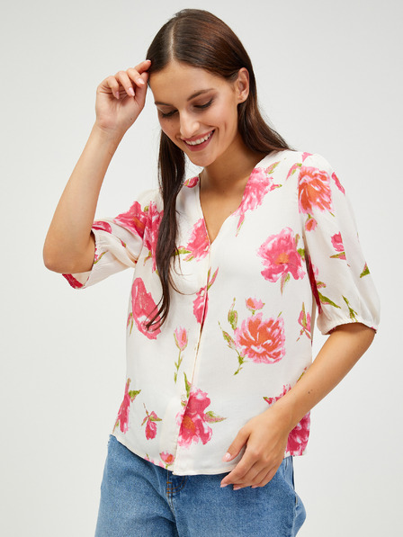 Pieces Bluză cremă cu nasturi florale Pieces Tianna
