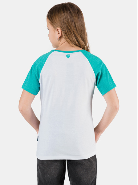 Sam 73 Tricou verde și alb pentru fete cu imprimeu SAM 73