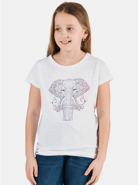 Sam 73 Tricou alb pentru fete cu imprimeu SAM 73