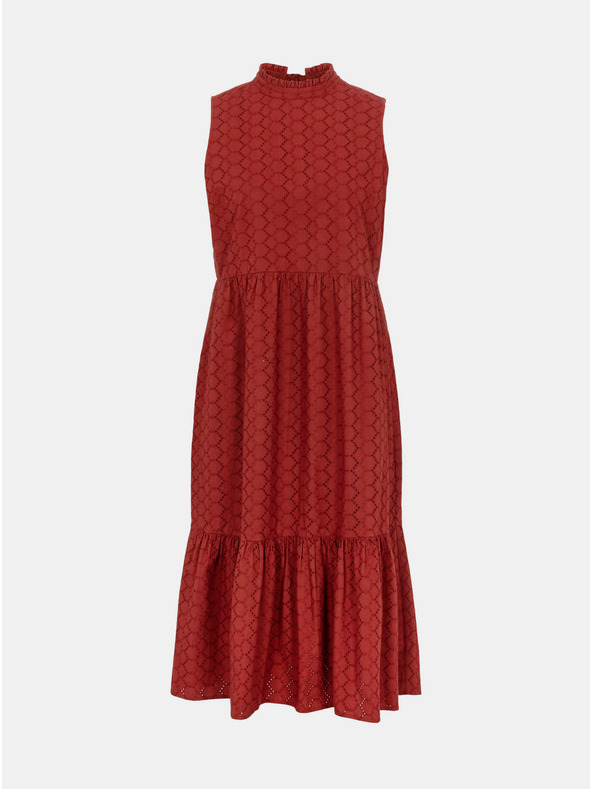 Pieces Rochie midi cu model maro și guler ridicat Pieces Lupin