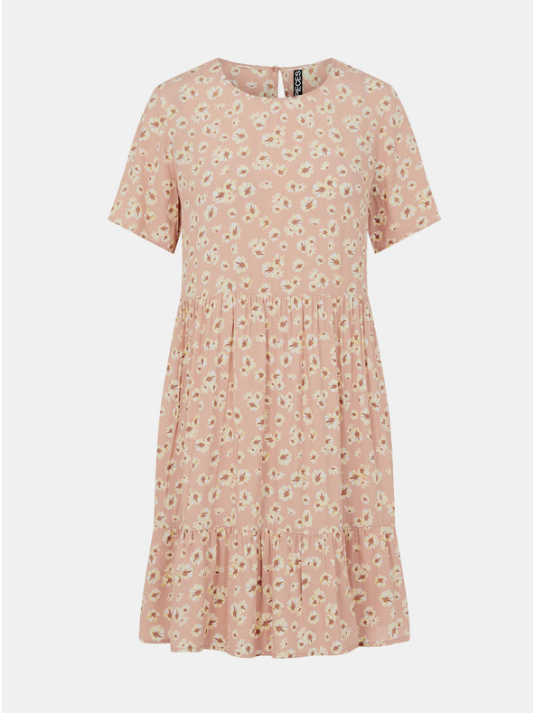 Pieces Rochie roz cu flori Pieces Miller