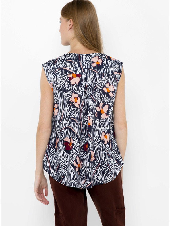 CAMAIEU Top floral albastru închis CAMAIEU