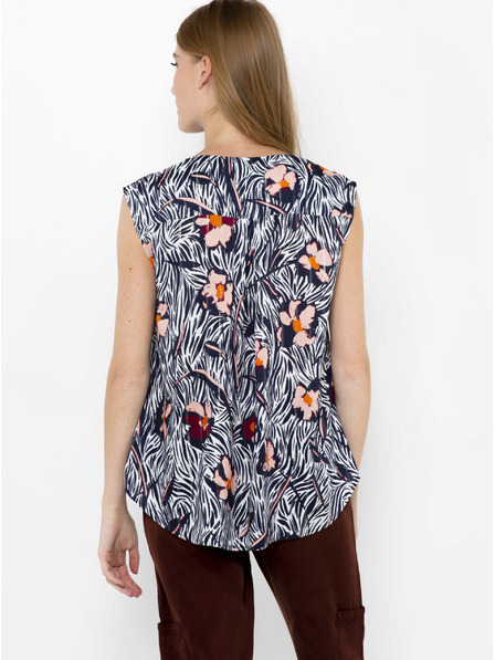 CAMAIEU Top floral albastru închis CAMAIEU