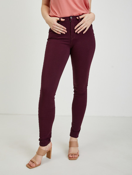 CAMAIEU Pantaloni de damă burgundy slim fit CAMAIEU