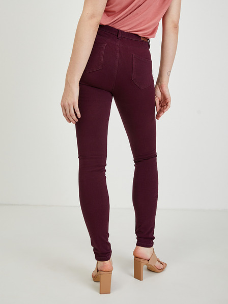 CAMAIEU Pantaloni de damă burgundy slim fit CAMAIEU