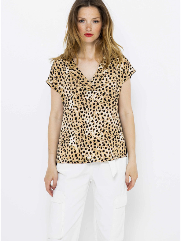 CAMAIEU Bluză bej cu model cheetah CAMAIEU