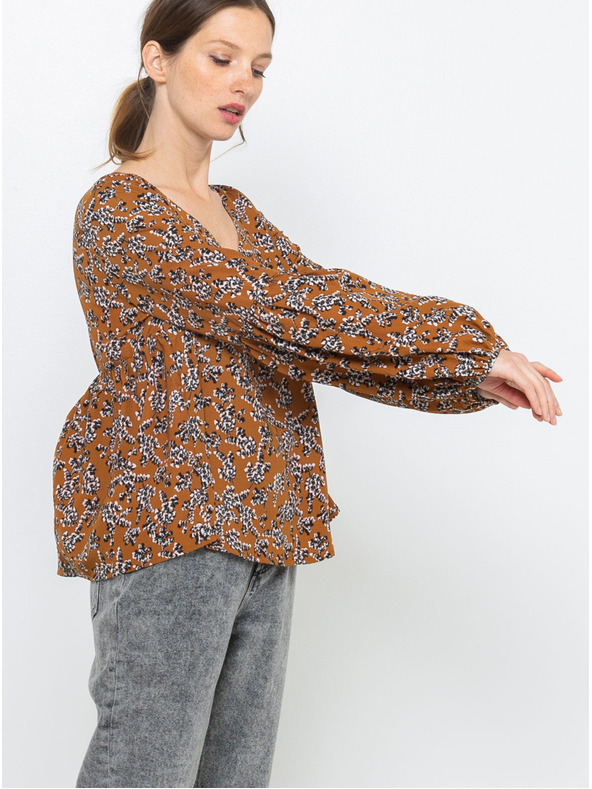 CAMAIEU Bluză maro cu model CAMAIEU