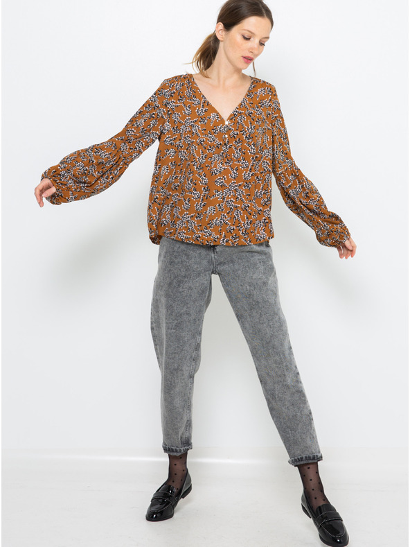 CAMAIEU Bluză maro cu model CAMAIEU