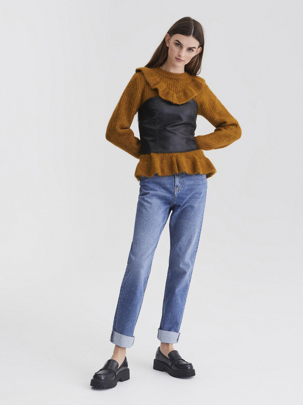 Pieces Top din piele neagra Pieces Karmen