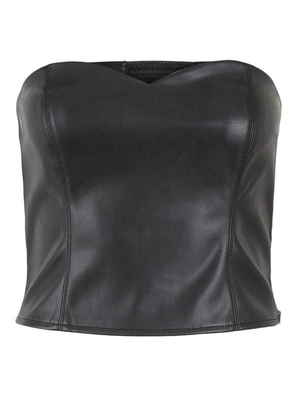 Pieces Top din piele neagra Pieces Karmen
