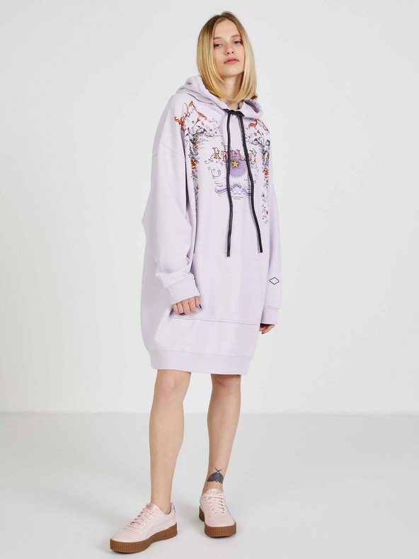Replay Rochie violet deschis cu glugă cu model pentru femei Replay Sweatshirt