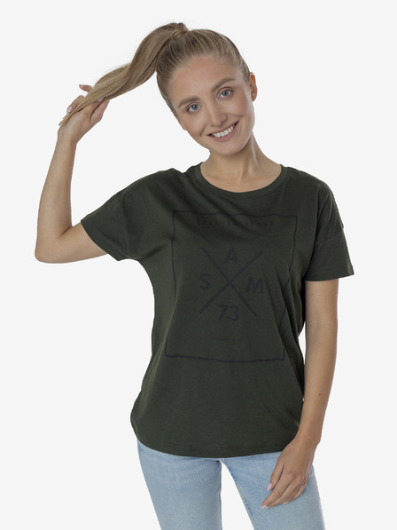 Sam 73 Tricou de damă verde închis cu imprimeu SAM 73