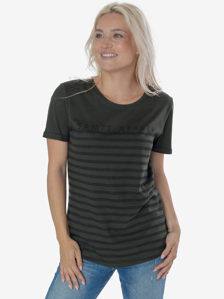 Sam 73 Tricou dungat pentru femei negru și verde SAM 73