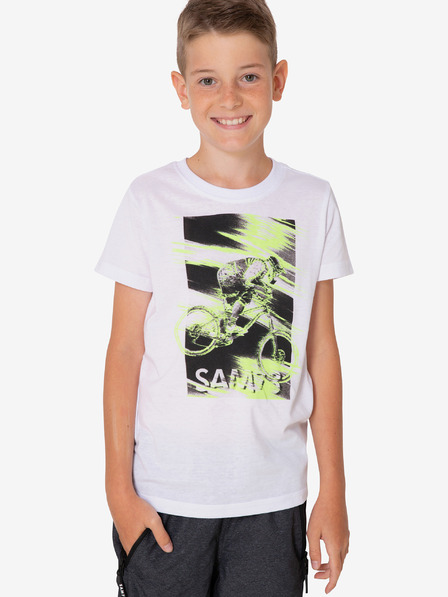 Sam 73 Tricou alb pentru băieți cu imprimeu SAM 73