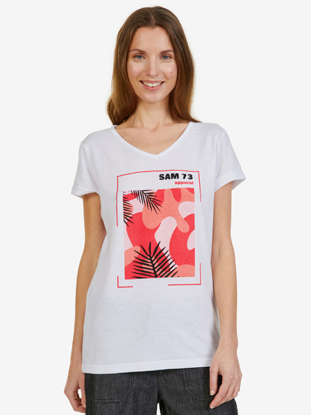Sam 73 Tricou alb de damă cu imprimeu SAM 73 Ilda