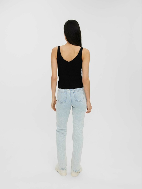 Vero Moda Bluză neagră cu decolteu cu nervuri VERO MODA Glory