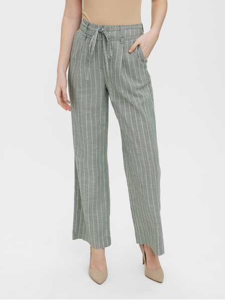 Vero Moda Pantaloni largi cu dungi verde deschis VERO MODA Serena