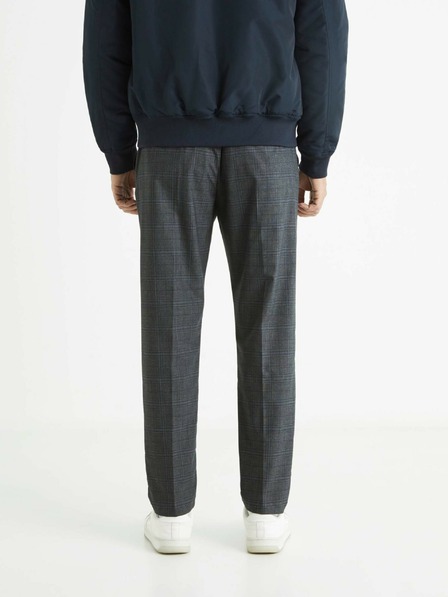 Celio Pantaloni bărbătești gri închis cu carouri Celio Avocheck
