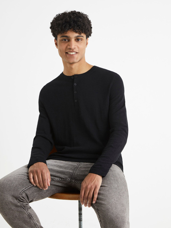 Celio Tricou bărbătesc negru cu bulină Celio Behenley