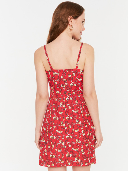 Trendyol Rochie scurtă cu bretele florale de culoare roșie pentru femei Trendyol