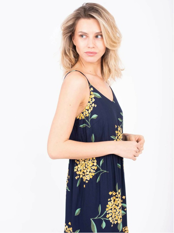 Brakeburn Rochie maxi cu bretele cu model albastru închis pentru femei Brakeburn