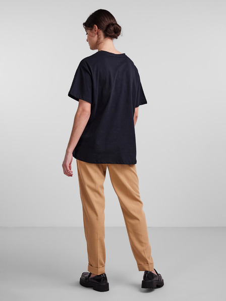 Pieces Tricou negru supradimensionat Pieces Rina