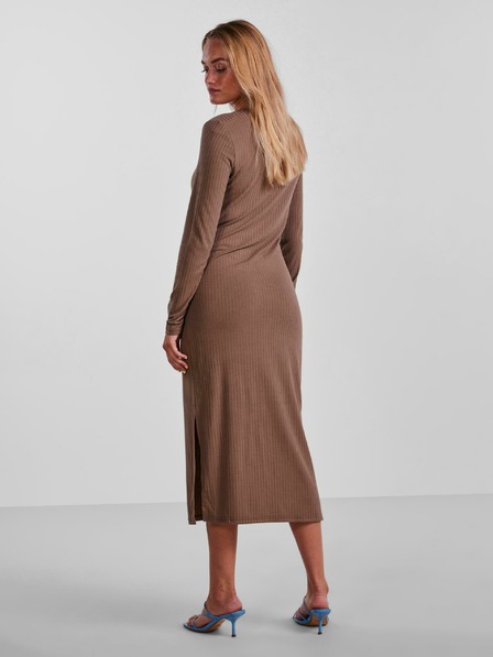 Pieces Pulover midi cu nervuri de culoare maro deschis Pieces Kylie