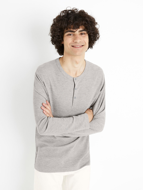 Celio Celio Ceplay cămașă gri cu mânecă lungă