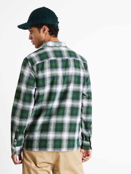 Celio Cămașă bărbătească din flanel în carouri gri și verde Celio Camulto