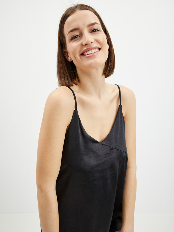 ONLY Rochie midi cu bretele din satin neagră pentru femei ONLY Cosmo