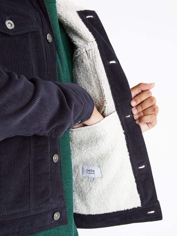Celio Jachetă bărbătească albastru închis din catifea cu blană Celio Cunewjoe