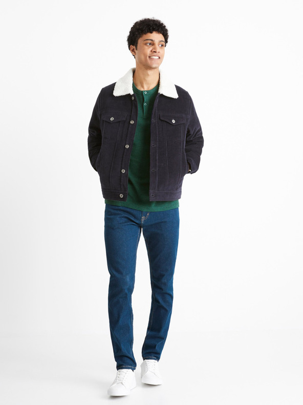 Celio Jachetă bărbătească albastru închis din catifea cu blană Celio Cunewjoe