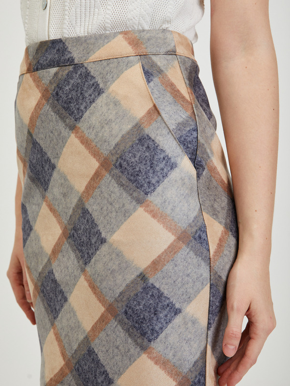 Orsay Fustă damă în carouri bej-gri ORSAY