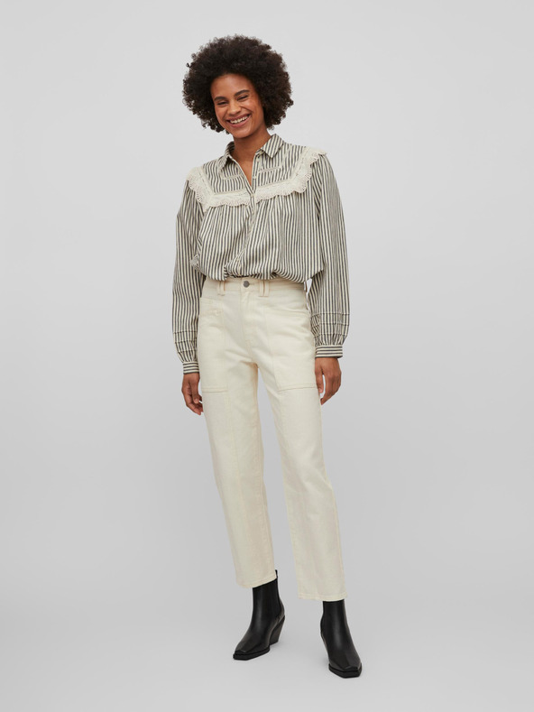 Vila Blugi cu croială dreaptă pentru femei crem VILA Orys