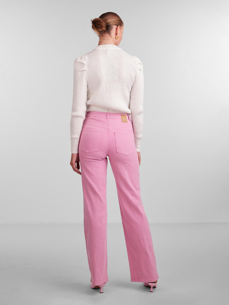 Pieces Blugi roz cu picior lat pentru femei Pieces Peggy
