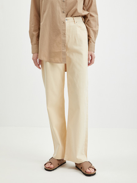 Pieces Blugi cu picior larg pentru femei Cream Pieces Holly