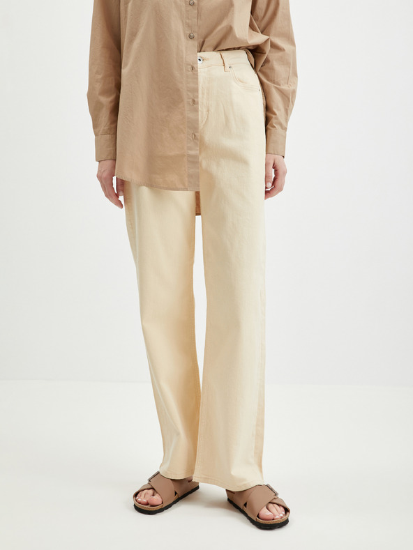 Pieces Blugi cu picior larg pentru femei Cream Pieces Holly