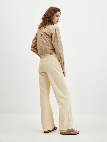 Pieces Blugi cu picior larg pentru femei Cream Pieces Holly