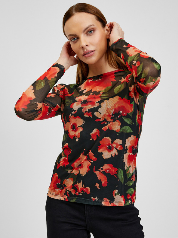 Orsay Bluză cu model floral roșu-negru de damă ORSAY