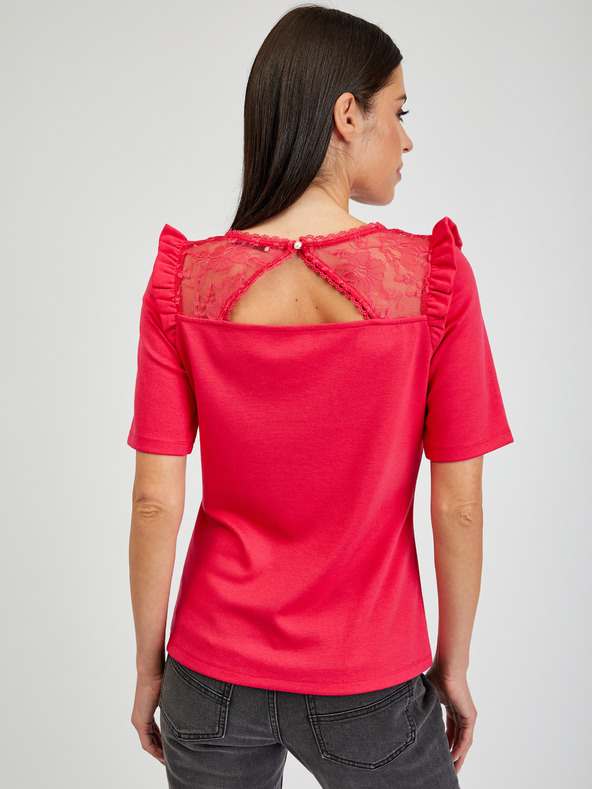 Orsay Bluză roz închis de damă cu dantelă la spate ORSAY