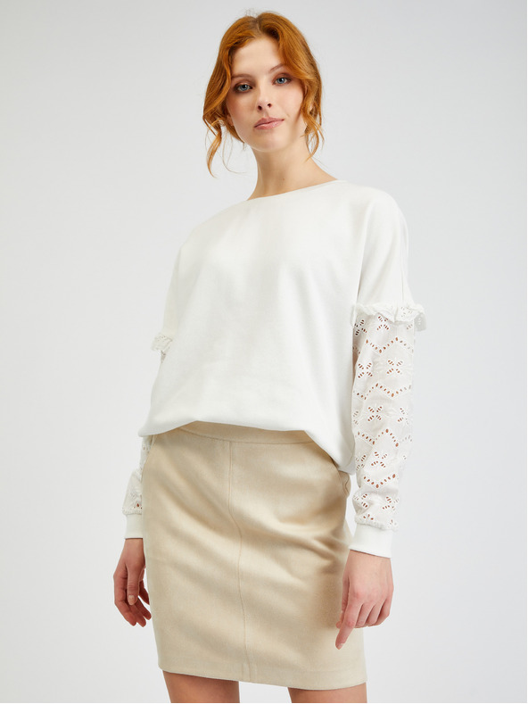 Orsay Fustă de damă bej cu finisaj piele întoarsă ORSAY