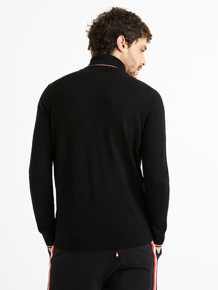 Celio Pulover bărbătesc negru cu guler înalt din amestec de lână Celio Deblack