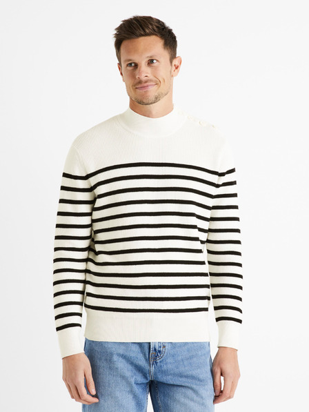 Celio Pulover bărbătesc cu dungi albe și negre Celio Denerio