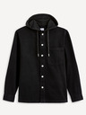 Celio Tricou negru cu glugă din denim pentru bărbați Celio Dadenim