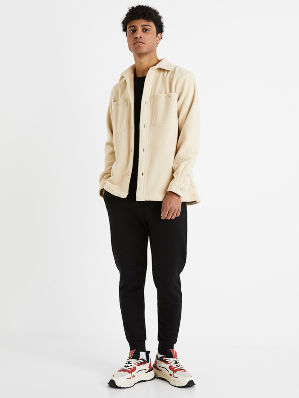 Celio Cămașă de bărbați bej cu top Celio Dafleece