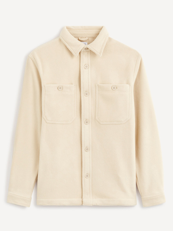 Celio Cămașă de bărbați bej cu top Celio Dafleece