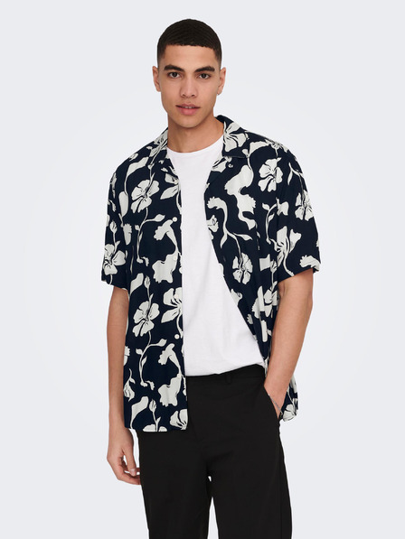 ONLY & SONS Cămașă cu mânecă scurtă cu model Dash pentru bărbați ONLY & SONS albastru închis